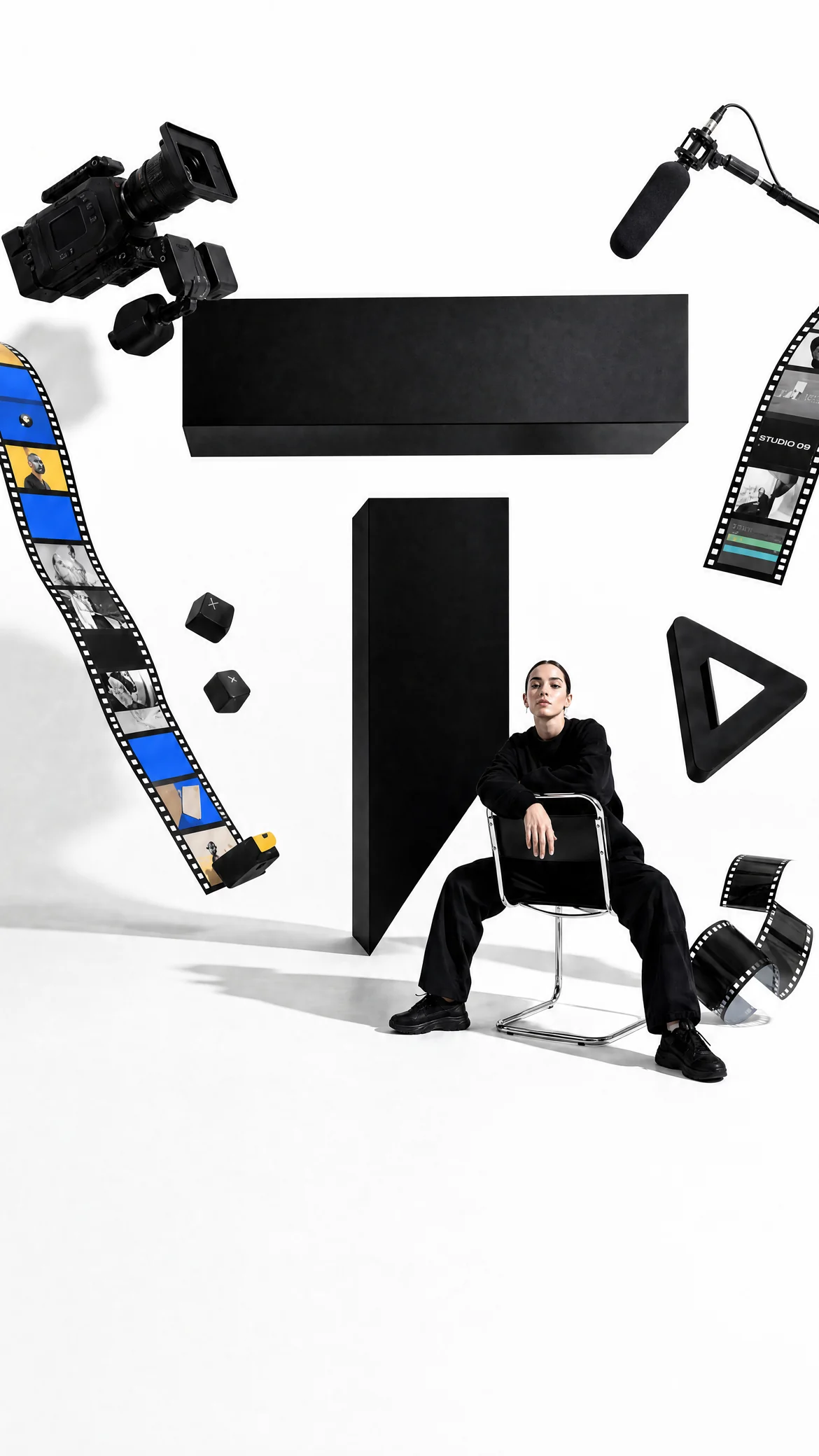 Trifid Media — the studio, shot around a giant T