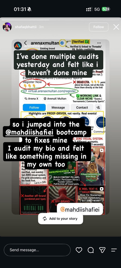 A member auditing their own profile: “I’d done multiple audits and felt like I hadn’t done mine, so I jumped into the bootcamp to fix it.”
