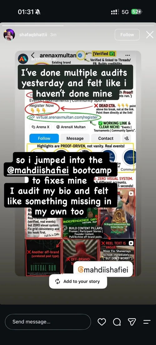 A member auditing their own profile: “I’d done multiple audits and felt like I hadn’t done mine, so I jumped into the bootcamp to fix it.”